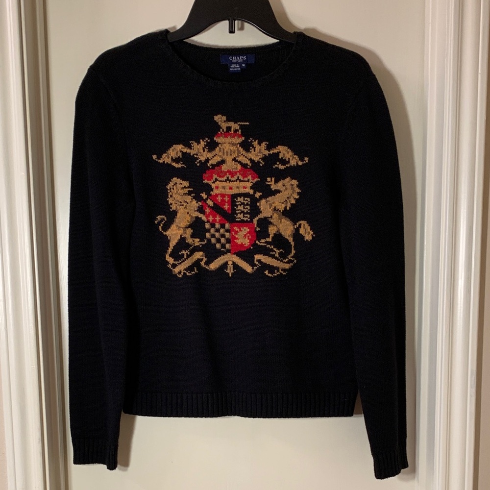 Chaps Navy Sweater with Regal Crest